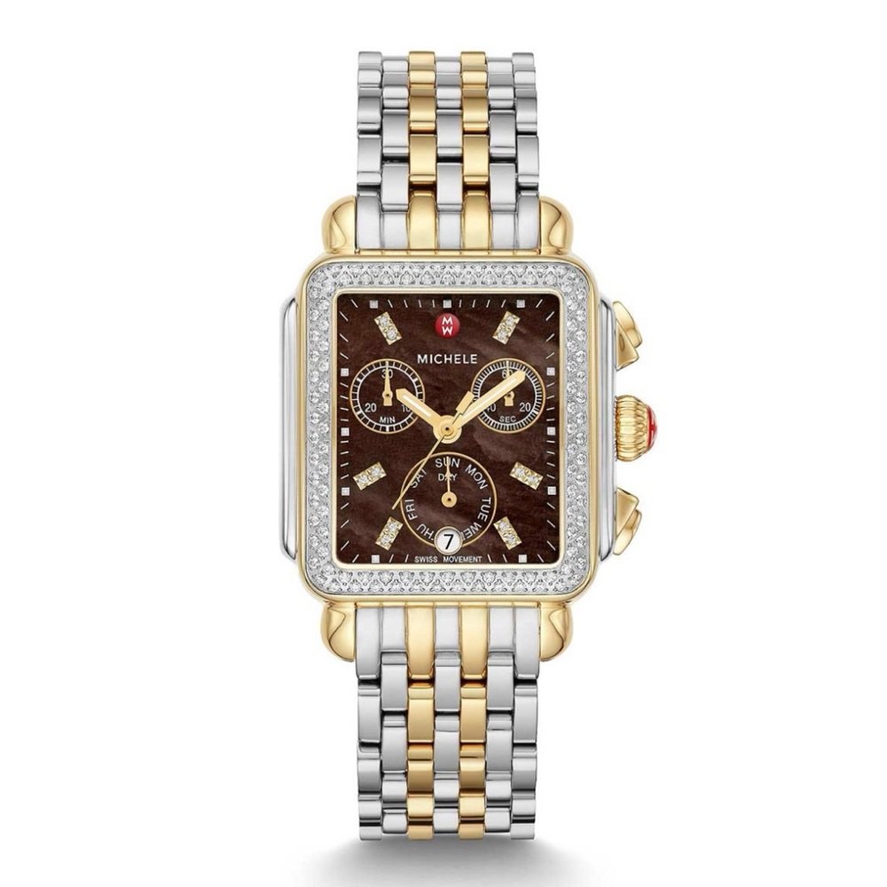 MICHELE two tone Chocolate Mother of Pearl & Diamonds Watch